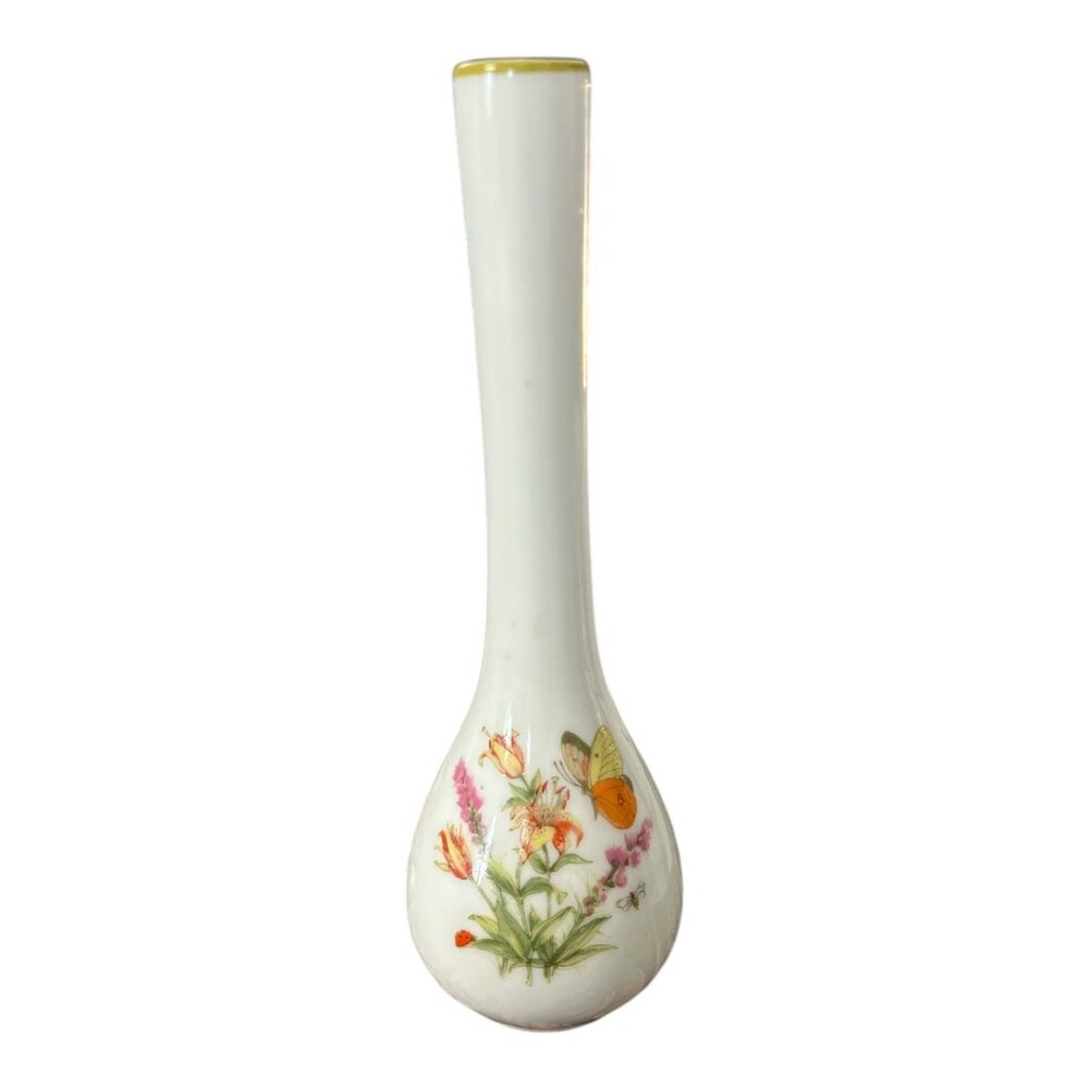 Vintage Made in Japan Ceramic Vase - 7”, Floral Butterfly Design, Collectible De